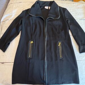 Chicos’s Lightweight 3/4” Sleeve Jacket Black Sz Chico’s 1 or Medium Open Front